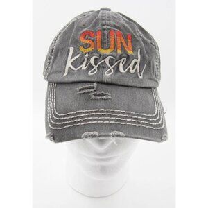 Sun Kissed Hat Women Strapback Gray Distressed Baseball Dad Cap Beach Summer (D)